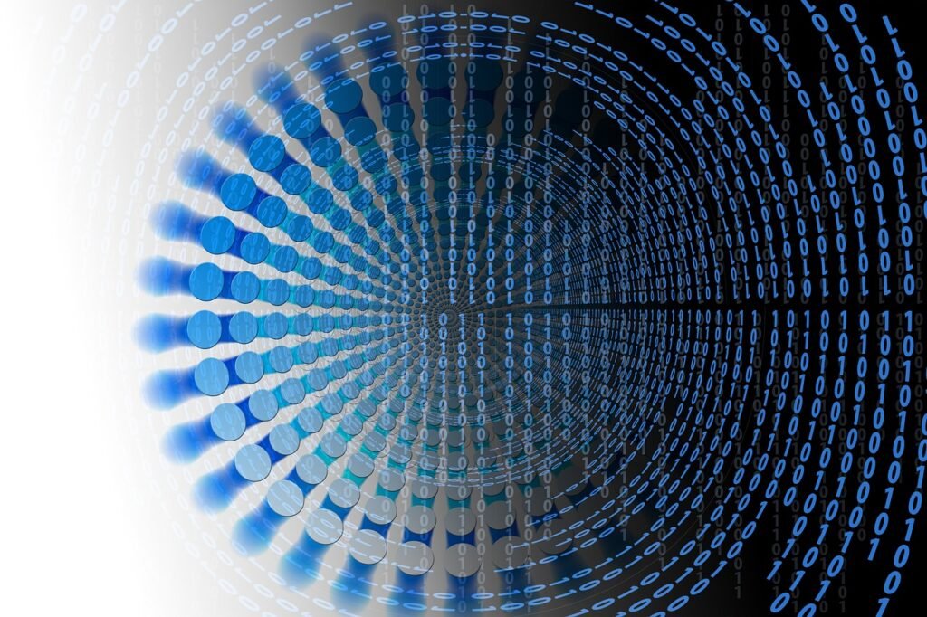 Abstract visualization of AI, search visibility, and digital communication networks.